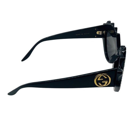 GUCCI BLACK HOLLYWOOD FOREVER CAT EYE CRYSTAL SUNGLASSES